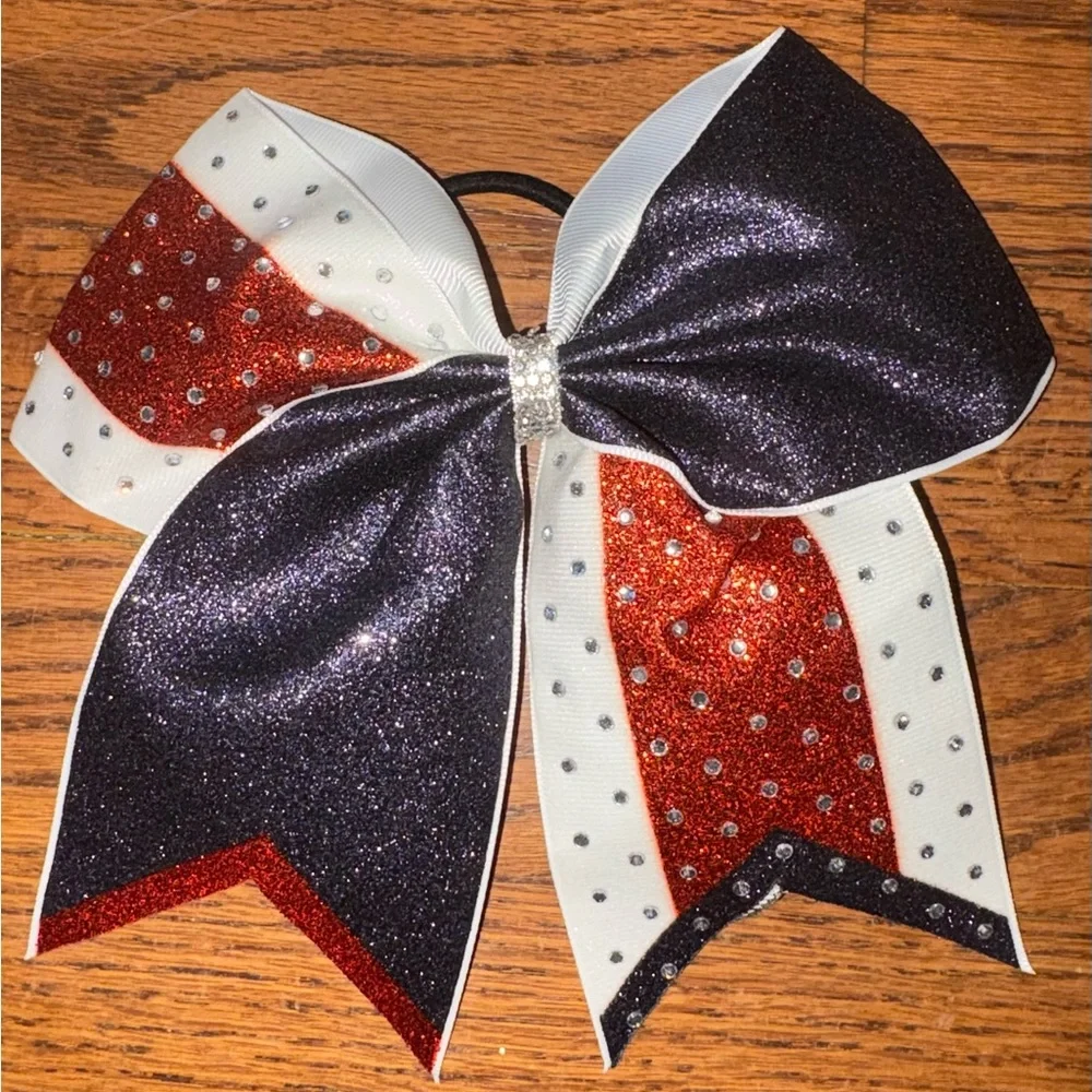 8 Cheer Bows Red Navy & White Hair Bows for Kids Girls New No Package Lot of 8